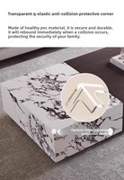 Table basse moderne en dalle de marbre, design minimaliste, structure en bois massif, espace de rangement, idéale pour les petits salons
