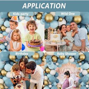 Kit d'<span class=keywords><strong>arche</strong></span> <span class=keywords><strong>de</strong></span> ballons bleu ciel poudré, guirlande <span class=keywords><strong>de</strong></span> ballons blanc sable et or métallisé pour décorations <span class=keywords><strong>de</strong></span> fête <span class=keywords><strong>de</strong></span> naissance ou d'anniversaire <span class=keywords><strong>de</strong></span> garçon - Product Image 5