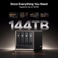 UGREEN NASync DXP4800 GT Plus NAS Desktop a 4 Bay con CPU AMD R2514, 8GB RAM DDR4, 4K 60Hz, 10GbE, Slot M.2 NVMe, Storage di Rete