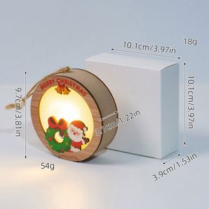 Adornos Navideños de Madera con Luces LED, Decoraciones Redondas Luminosas para el Árbol de Navidad, Colgantes para Decoración del Hogar en Navidad - Product Image 3