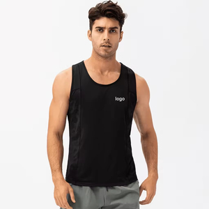 Mesh Breathable Fabric Three Colors Men Side Split Singlet Quick Dry Sport <b>Vest</b> Custom Printed Activewear Gym tank Top - Product Image 1