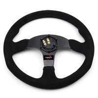 Volant de course en cuir suédé noir, 12mm, 14 pouces, pour Honda