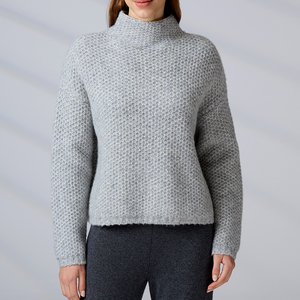 Pulls en laine tricotée haut de gamme pour femmes, couleur unie, col montant - Product Image 5