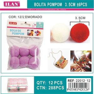 Pallina di ponpon Ilan da 3,5 cm viola per decorazioni artigianali e progetti fai da te - Product Image 1