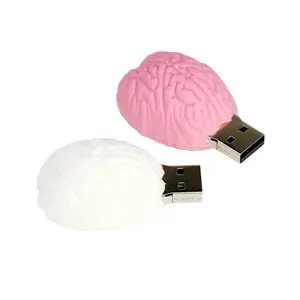 Memoria USB de PVC en forma de cerebro para regalo médico, venta al por mayor, Pendrive de órgano humano de goma, logotipo personalizado, Memoria USB de silicona 2D 3D