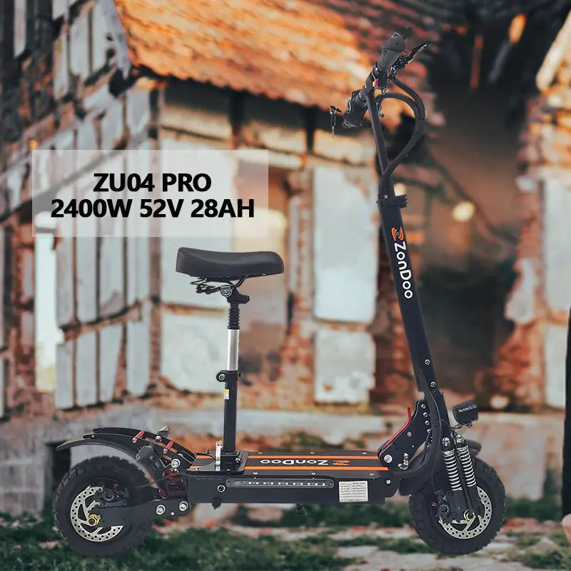 2022 Hot Sales ZonDoo Adults Sports Scooter 10 Inch Dual Motor 52V 2400W High Quality Fast Electric Fat Tire Scooter with Seat