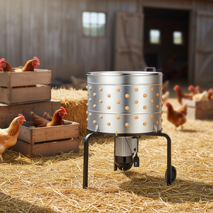 Máquina desplumadora de pollos eléctrica de 25.6 pulgadas, 1100W, de acero inoxidable con ruedas para la eliminación de plumas, uso comercial - Product Image 2