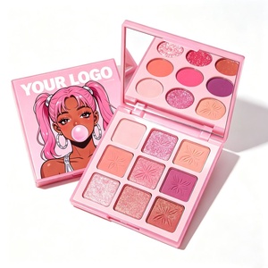 พาเลทอายแชโดว์สีชมพู 9 สี แบรนด์ส่วนตัว เนื้อแมตต์ ชิมเมอร์ กลิตเตอร์ กันน้ำ เม็ดสีแน่น - Product Image 1