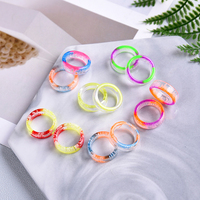 15 bagues rondes en résine acrylique, anneau Transparent et coloré en acétate pour femmes