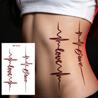 Adesivi per Tatuaggi Temporanei Personalizzati Rosso Vermiglione con Citazione 'Heartbeat', Semi-Permanenti, Impermeabili, Rimovibili, Non Tossici per Palestra