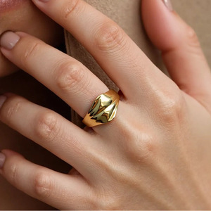 Geometric Stainless Steel Open <b>Ring</b> 18K Gold Plated Unisex Fashion Jewelry Gift - Product Image 1