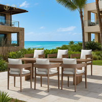 Ensemble de table et de chaises en teck moderne imperméable pour restaurant en plein air JEILI, meubles de dôme commerciaux pour hôtel, projet de villa en bord de mer