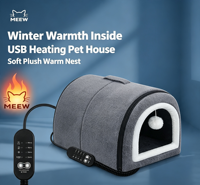 MEEW Lit chauffant USB pour animaux de compagnie, double usage, maison fermée et chaude pour petits chats et chiots