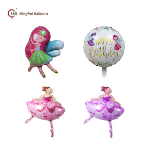 Großhandel Feen-<span class=keywords><strong>Ballerina</strong></span> Folienballons Set 18 Zoll Runde Happy <span class=keywords><strong>Birthday</strong></span> Feenballons Cartoon Flügel Fee Rosa Lila Ballett - Product Image 1