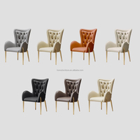 Chaise de salle à manger moderne de luxe en cuir PU de style nordique, dossier en métal, pieds en métal, structure en bois, meubles pour la maison, bureau, hôtel, appartement