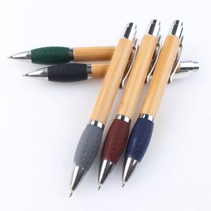 Wholesale Promotional Custom Logo Bamboo Ballpoint <b>Pen</b> With Color Rubber Metal Clip Printing Laser Advertising for Stationery - Product Image 3