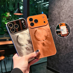เคสโทรศัพท์แม่เหล็กแบบกระจกกล้องแท้ รุ่น Feather สำหรับ iPhone 17 16 15 14 Pro Max พร้อมกรอบเลนส์ลายไล่สีแบบเลเซอร์ - Product Image 1