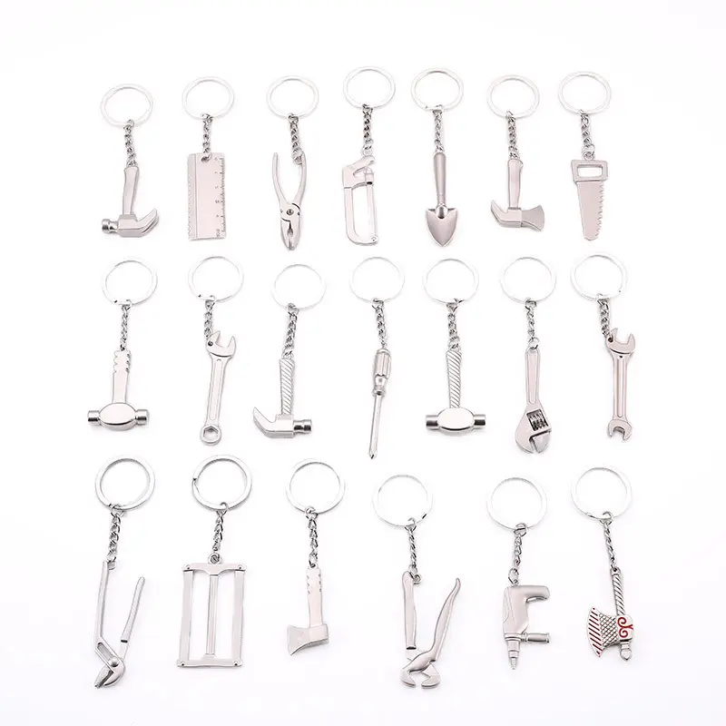 Wholesale Designer Keychain Customized Little Tools Man Plating Sliver Metal Keychain For Man