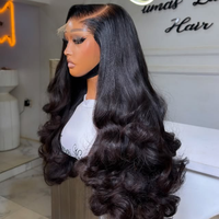Perruque Lace Front 40 pouces en cheveux humains, 13x6 HD, sans colle, en cheveux naturels bruts, pour revendeurs