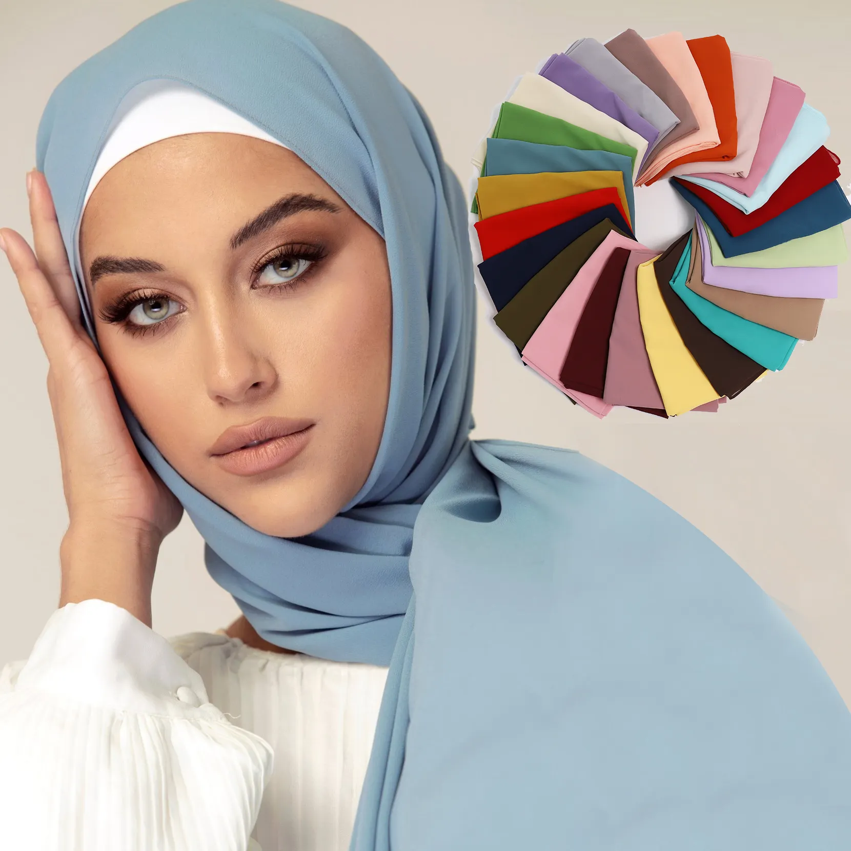 Écharpes en polyester, hijab pour femme musulmane, Khimar, à la mode