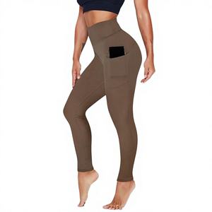 Leggings de Cintura Alta Tejidos con Logotipo Personalizado para Mujer, con Bolsillos, Pantalones Deportivos de Nailon y Mallas Deportivas - Product Image 1