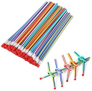 Longorgeous Crayon à rayures multicolores flexibles et souples avec gomme pour étudiants ou enfants - Product Image 2
