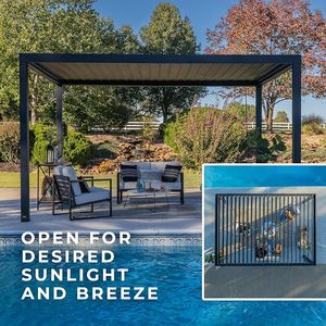 Pérgola de Aluminio de Estilo Minimalista con Gazebo Combinado para Entretenimiento en el Patio Junto a la Piscina - Product Image 4