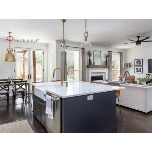 Cổ Điển Mỹ phong cách trắng Shaker tủ bếp PVC cửa kết thúc gỗ rắn melamine Board MDF thép không gỉ sử dụng nhà - Product Image 3