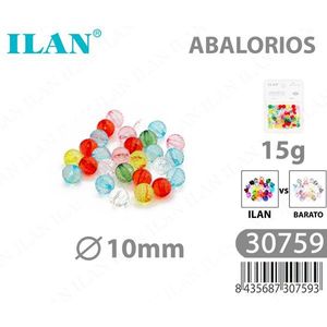 Ilan Abalorios Perline Rotonde Multicolore da 10mm 15g per Creazione di Gioielli - Product Image 1