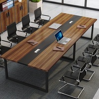 Table de réunion en bois populaire, bureau de conférence simple pour zone de discussion d'entreprise