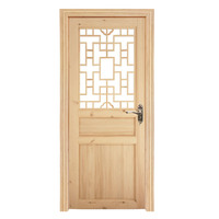Unpainted Solid Pine Lattice Door Plain Timber Door Slab for Apartment Living Room Interior Decoration