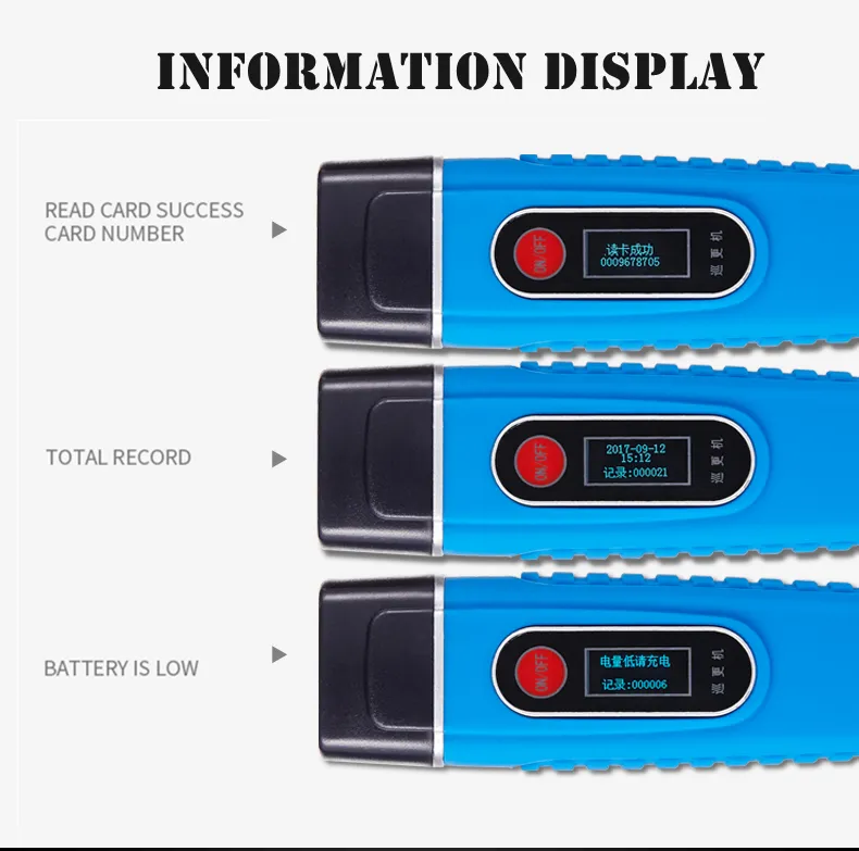 Sistema de recorrido de guardia RFID de seguridad varita de patrulla de guardia de seguridad IP 67 recargable duradero