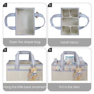 Organizador de Pañales Portátil y Plegable con Asa <span class=keywords><strong>Larga</strong></span>, Bolsa de Almacenamiento Multifuncional Personalizable para Artículos Esenciales del Bebé - Product Image 3