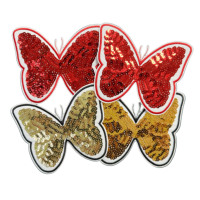 Vente en gros de patchs brodés thermocollants en forme de fleurs et de papillons 3D colorés et brillants pour chapeaux, vêtements, sacs et chaussures