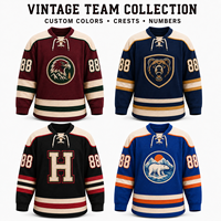 Jersey Hoki Vintage Kustom Bordir Tackle Twill Seragam Tim Nama dan Nomor yang Dipersonalisasi Streetwear Ukuran Besar OEM 100%