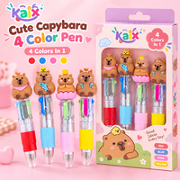 Pulpen Gel Plastik Multicolor Kartun Kreatif KAIX 0.5mm Pulpen Gel Ballpoint Capybara O.5 Biru untuk Anak-anak