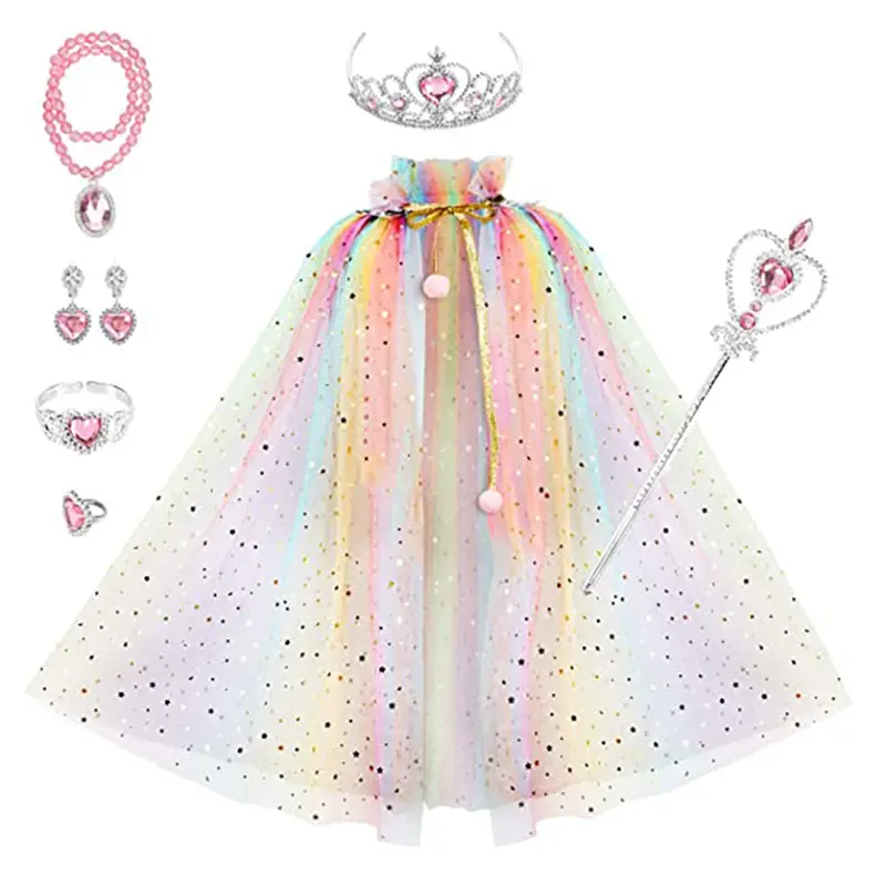 Costume de cape de princesse pour fille d'Halloween, robes en coton de couleur unie avec paillettes étoiles pour adultes, costumes de télévision et de film