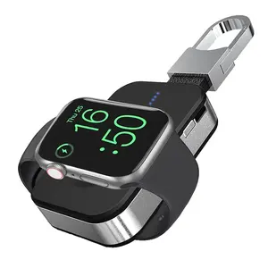 Hete Verkoop Draagbare Zakformaat Sleutelhanger Reisvriendelijke Powerbank Magnetische Draadloze Snellader Voor Apple Watch Zwart Oem Ltd.