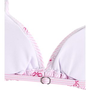 FOXA Conjunto de bikini triangular de 2 piezas para niña, traje de baño con estampado de lazo a rayas rosas, ropa de playa, tela elástica - Product Image 4