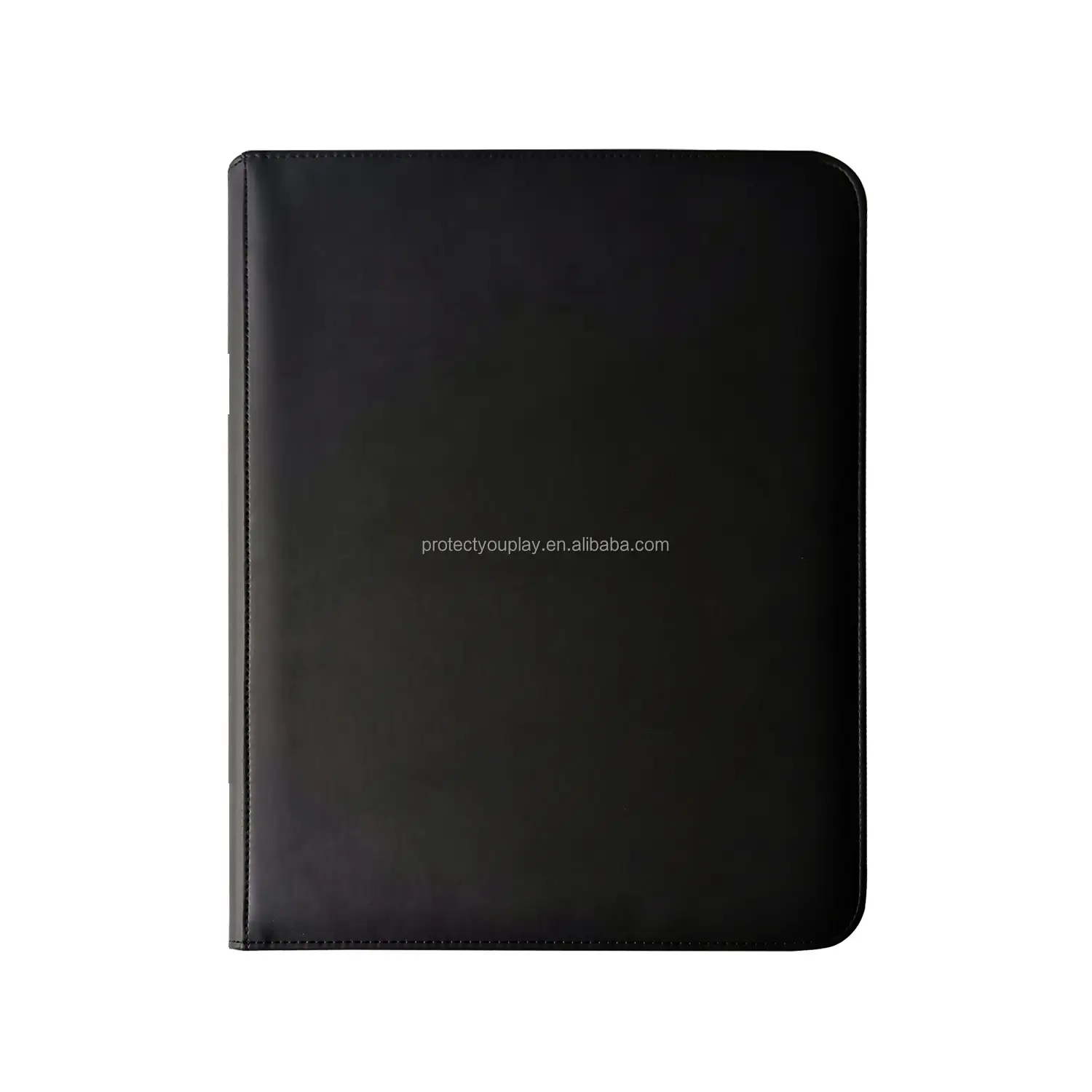 9 Pocket Leather Premium Portefeuilles/Verzamelaars Kaart Albums Bindmiddel Met Zipperr-Zwart