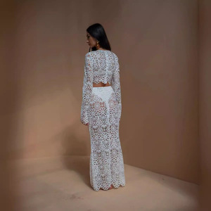 Autumn Collection New Style European-style Fitted Sheer Lace Top and Midi Skirt Two-<b>piece</b> <b>Set</b> - Product Image 2