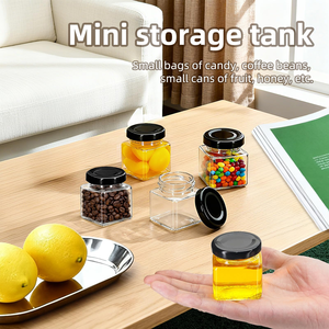 Bocaux carrés en verre transparent pour miel, confiture, sauce, avec couvercle métallique, 50 ml, 80 ml, 100 ml, 200 ml, 280 ml, 380 ml, 500 ml, 730 ml - Product Image 5