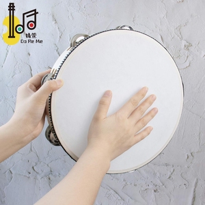 10 pollici doppia fila di legno materiale tamburello educativo musicale percussionale a mano tamburello per la chiesa e KTV adulti giocattoli - Product Image 5