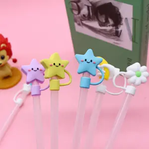 SW Silicone soft rubber large caliber 10mm straw cap cartoon doll PVC dust plug straw protective sleeve wholesale