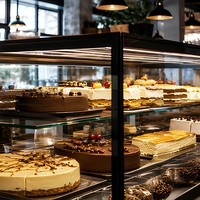 Vitrine de pâtisserie en verre incurvé LED avec portes verrouillables pour café, pâtisserie, boutique de vente au détail