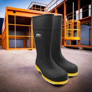Bottes de pluie en PVC de qualité supérieure avec embout en acier Caractéristiques imperméables et antidérapantes pour le travail quotidien dans des conditions difficiles - Product Image 1