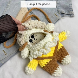 Bolso de Teléfono Móvil de Peluche de Lana Tejida a <span class=keywords><strong>Crochet</strong></span>, Bolso de Mensajero de Muñeca de Dibujos Animados Portátil de Moda, Regalo <span class=keywords><strong>para</strong></span> Niñas - Product Image 2
