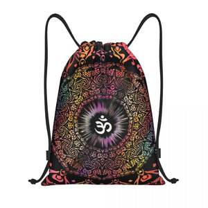 Personnalisé Golden <span class=keywords><strong>Om</strong></span> Mandala Cordon <span class=keywords><strong>Sac</strong></span> À Dos Sacs Hommes Femmes Léger Henné Aum Gym Sacs <span class=keywords><strong>De</strong></span> <span class=keywords><strong>Sport</strong></span> pour Voyager - Product Image 2