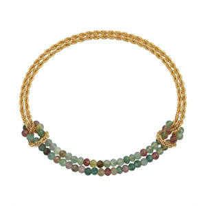 18k Gold Plated Stainless Steel Natural Stone Beaded <b>Bracelet</b> Twisted Chain Adjustable Jewelry for Women - Product Image 4