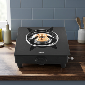 Table de cuisson à gaz GPL à brûleur unique en acier inoxydable, allumage électronique, brûleur en laiton, hauteur 90 mm, surface en verre, pour usage domestique sur table ou au sol - Product Image 3